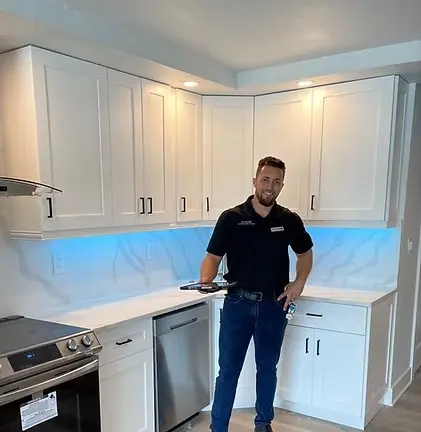Bethel team reviewing a completed kitchen