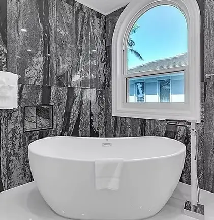 Marble bathroom with freestanding tub